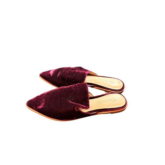 Madewell Women's SZ 6 Velvet Pointed-Toe Mules Style G8387 Textile Upper Leather - Picture 4 of 9
